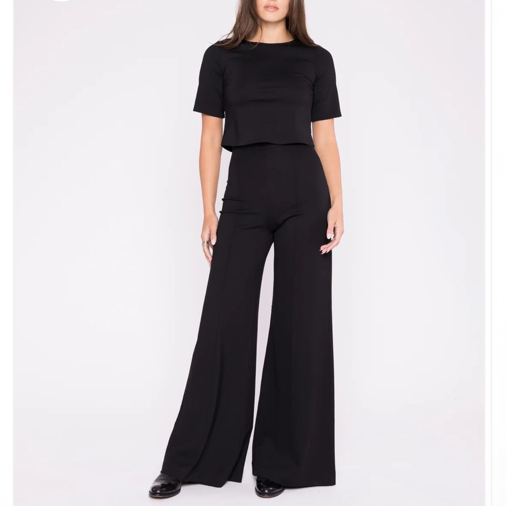 Ripley Rader | Black Ponte Knit Wide Leg Full Length Classic Everyday Pants L 4